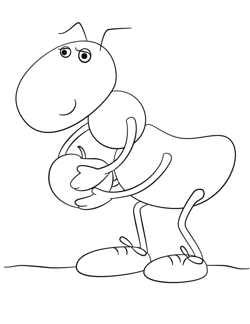 Cartoon Ant Holds a Cherry