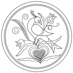 Hex Sign with Decorative Bird