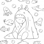 Baby Giraffe with a Towel