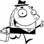 Zielony potworek z walizką idzie do...