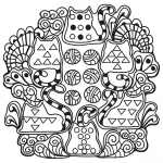 Abstract Cats Zentangle