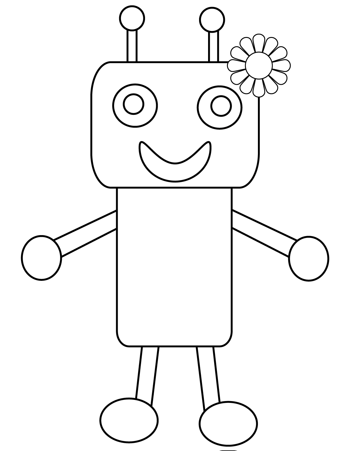 Słodki robot z kwiatem
