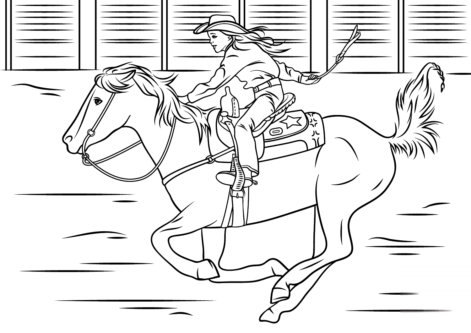 Cowgirl Riding Horse