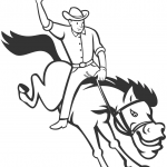 Rodeo Cowboy Riding Bucking Bronco