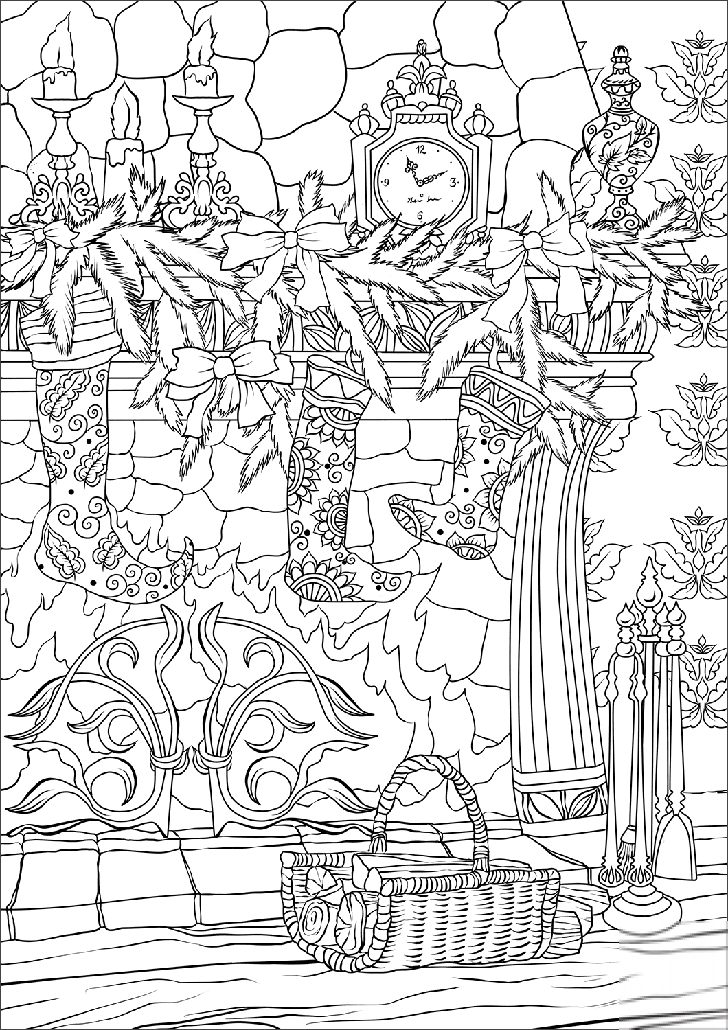 kolorowanka Skarpeta bożonarodzeniowa