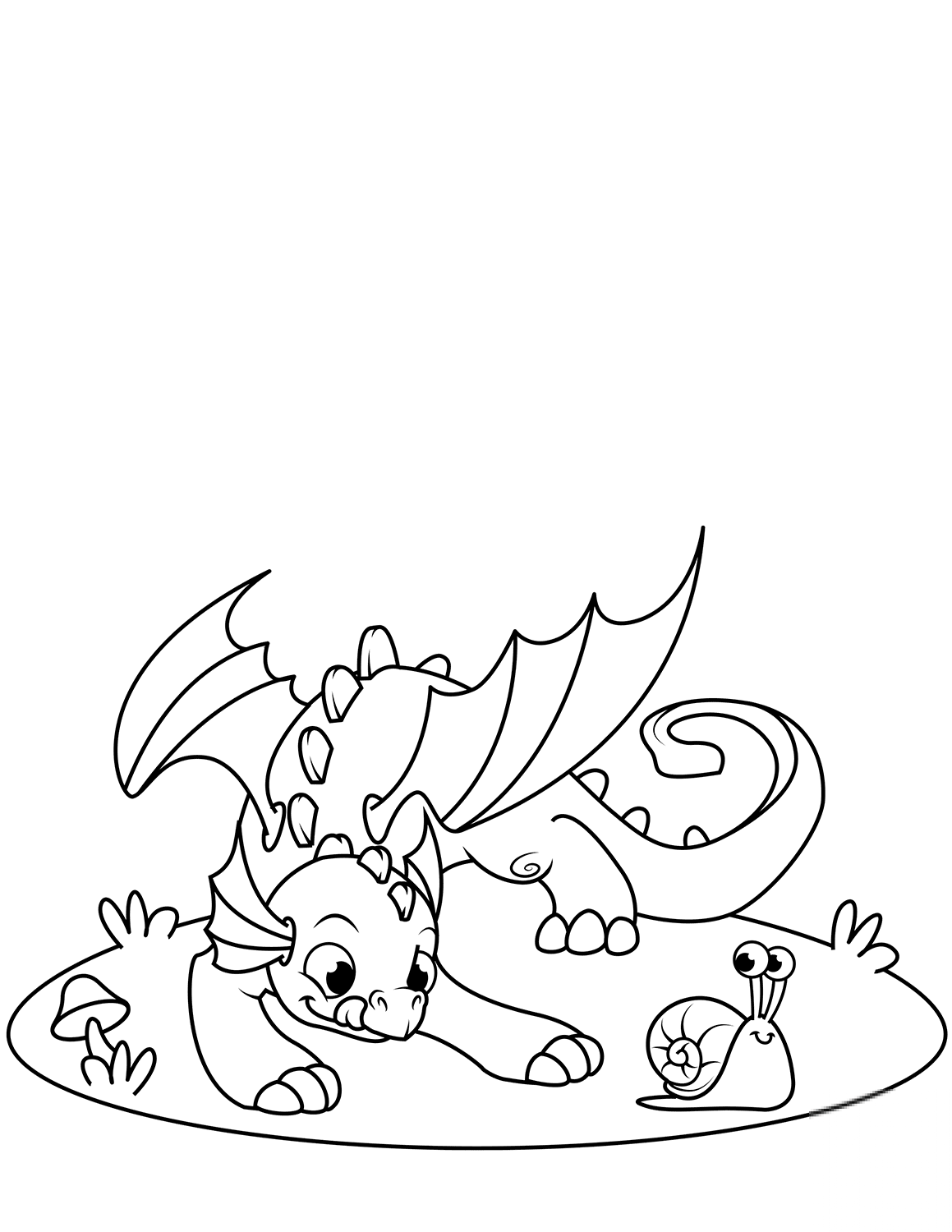 Cute Little Dragon Playing with Snail
