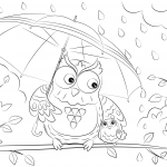 Owl with Chick Under Umbrella
