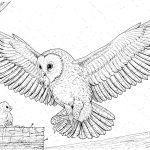 Płomykówka przynosi jedzenie dla...