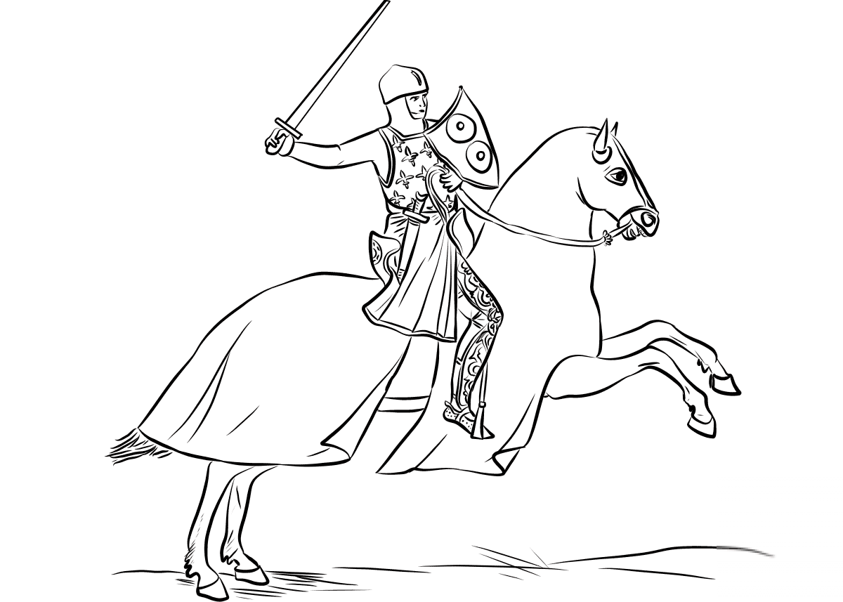 Armored Knight Mounted on Cloaked...