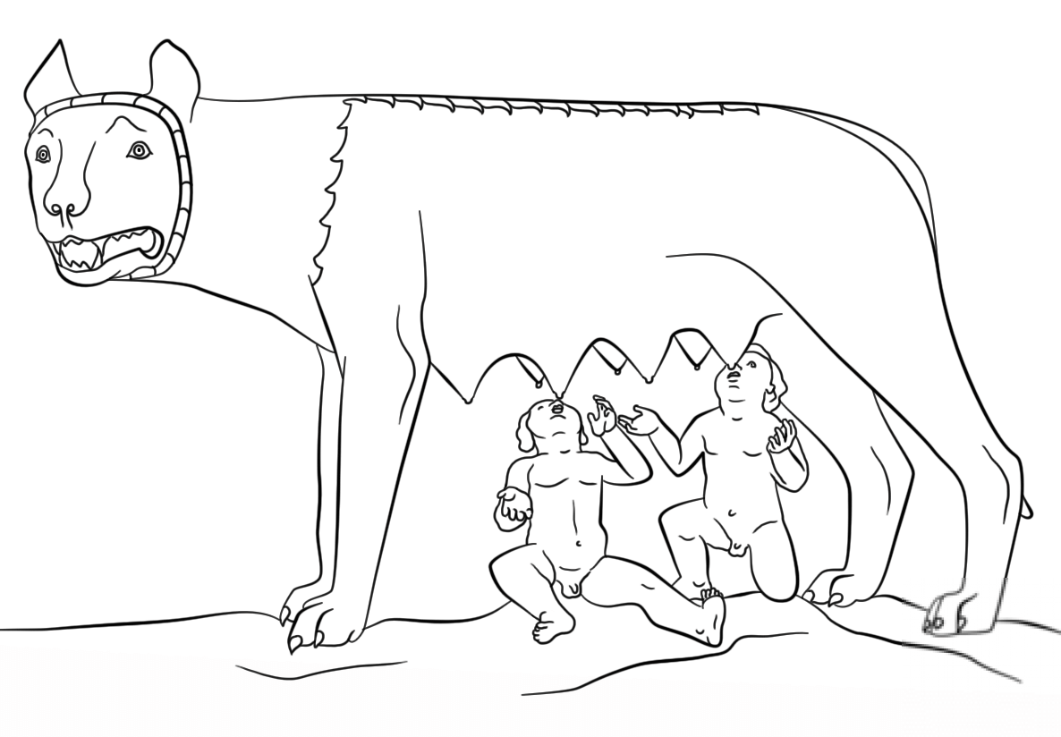 Romulus and Remus with the She Wolf