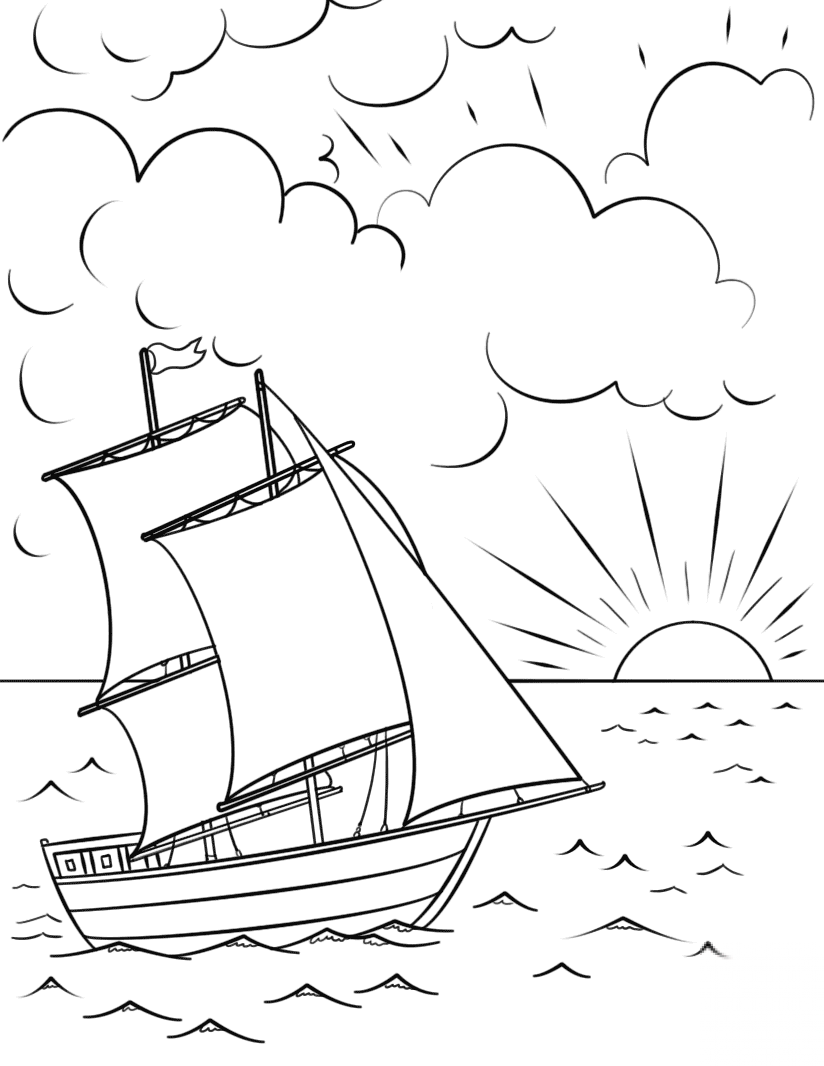 Sailing Ship at Sunset