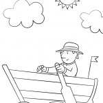 Man in Wooden Row Boat