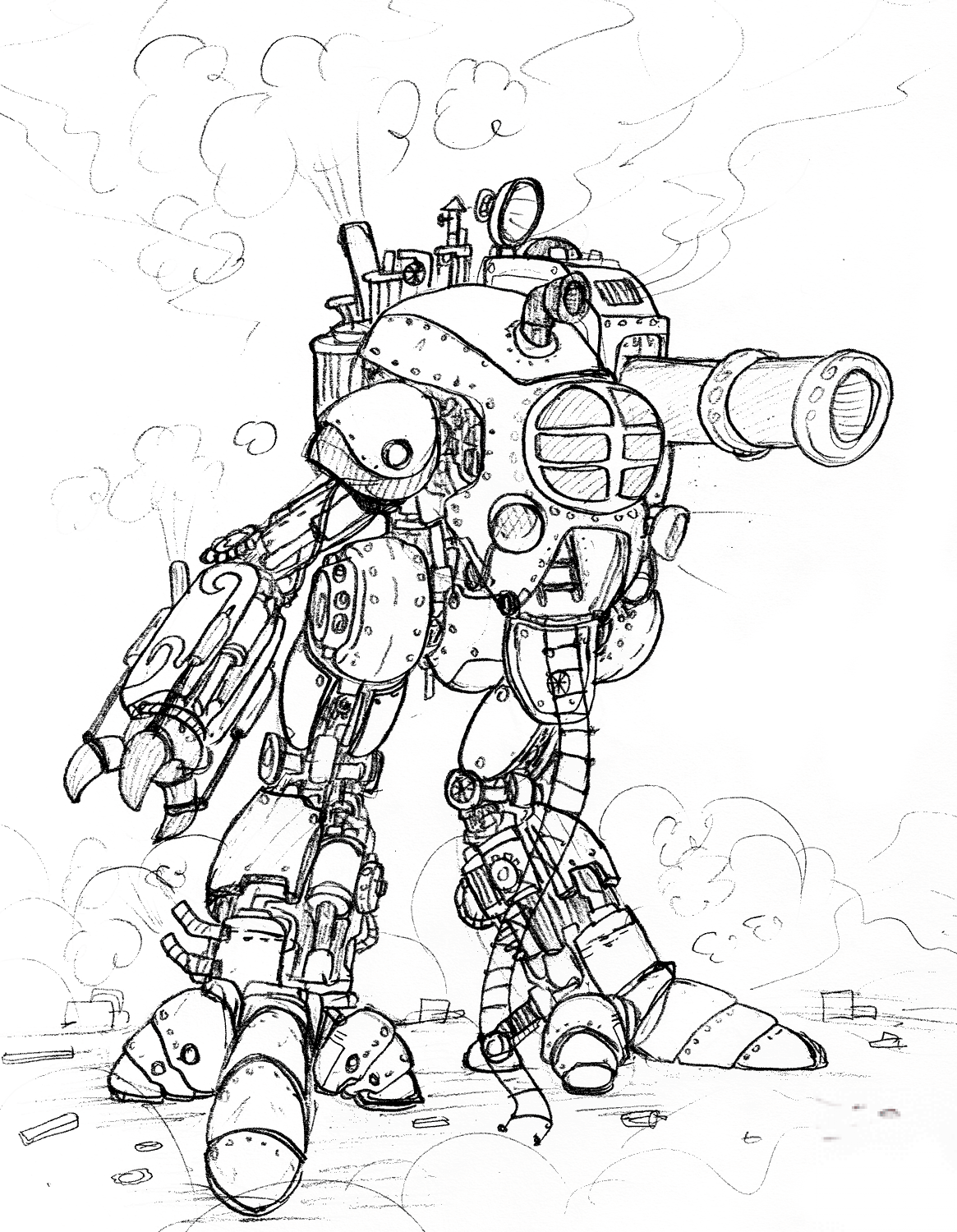 Gigantyczny robot z wielką armatą...