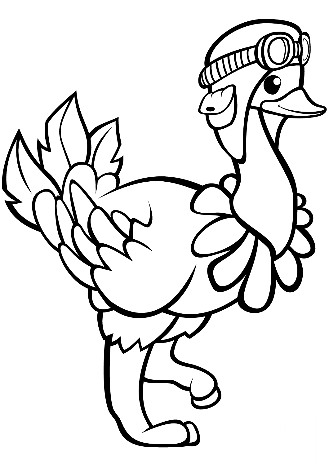 Funny Ostrich in an Aviator Hat