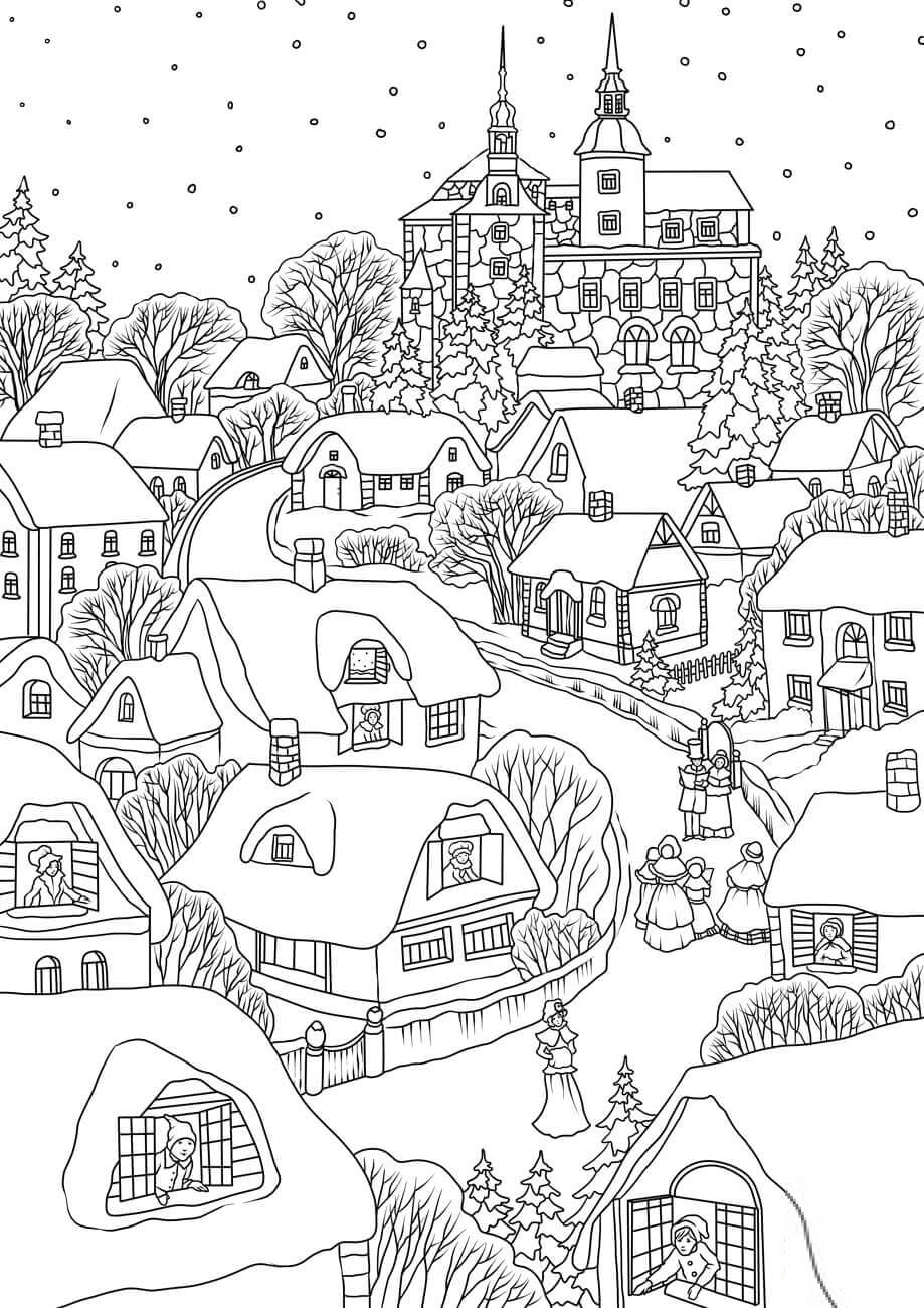 Snowy Village on Christmas Eve