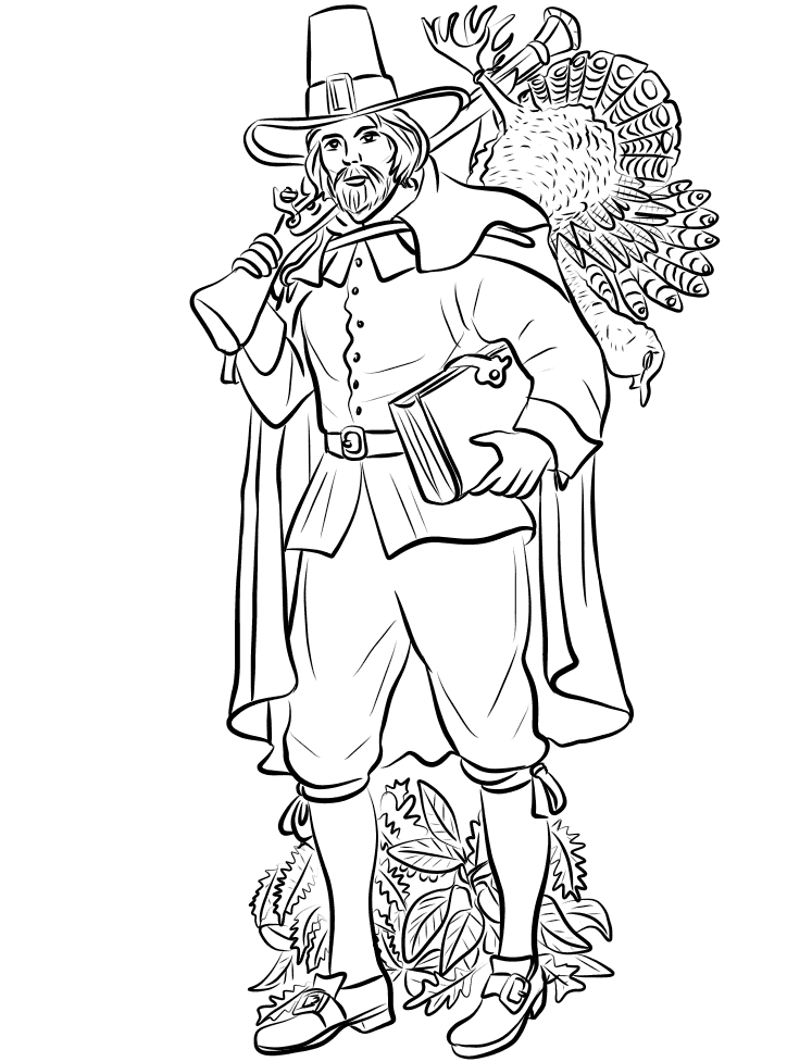 Pilgrim with Musket and Turkey