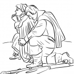 Pilgrim Couple Kneeling in Prayer