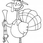 Happy Turkey with Pilgrim Hat and...