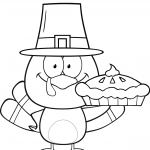 Cute Pilgrim Turkey Holding a Pie