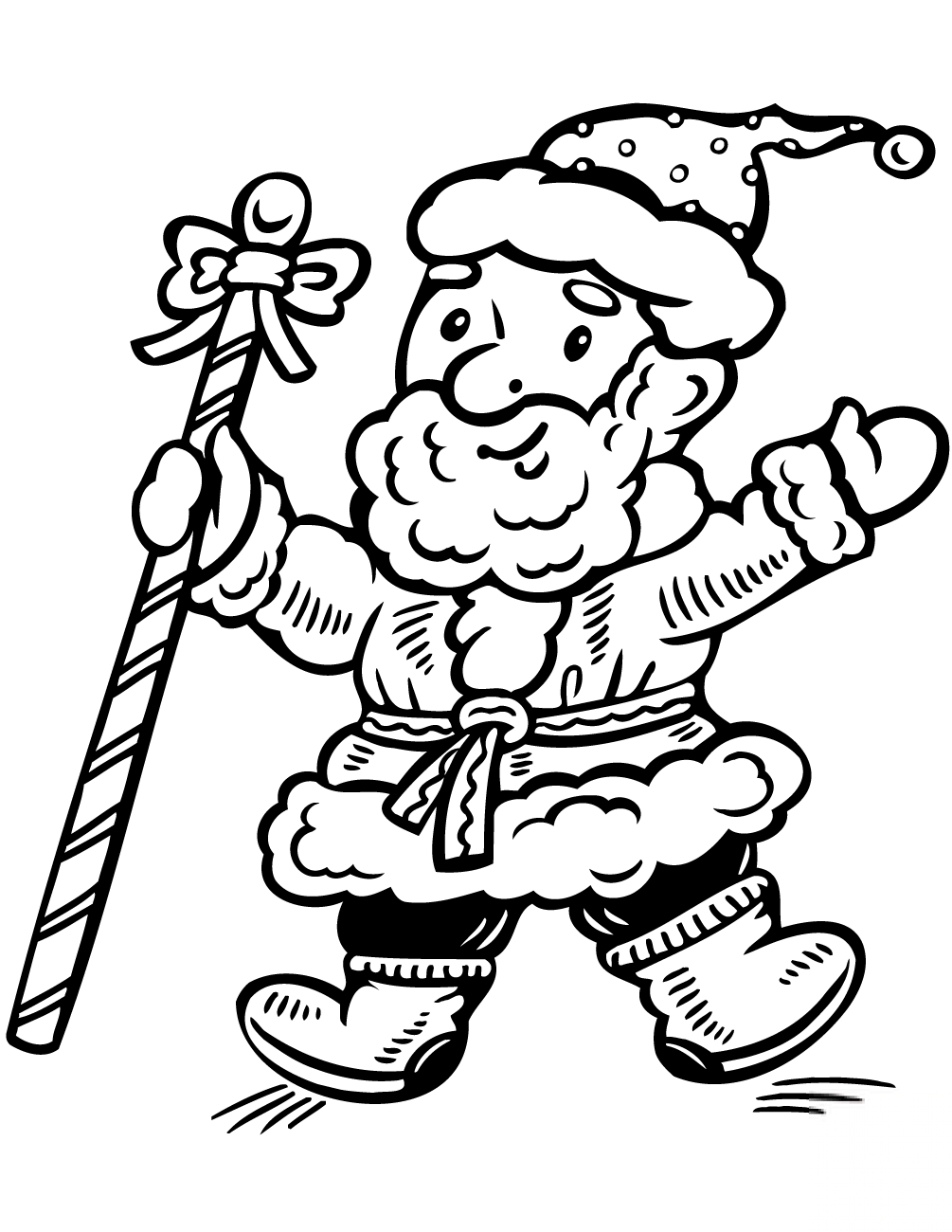 Santa Holding a Big Candy Cane