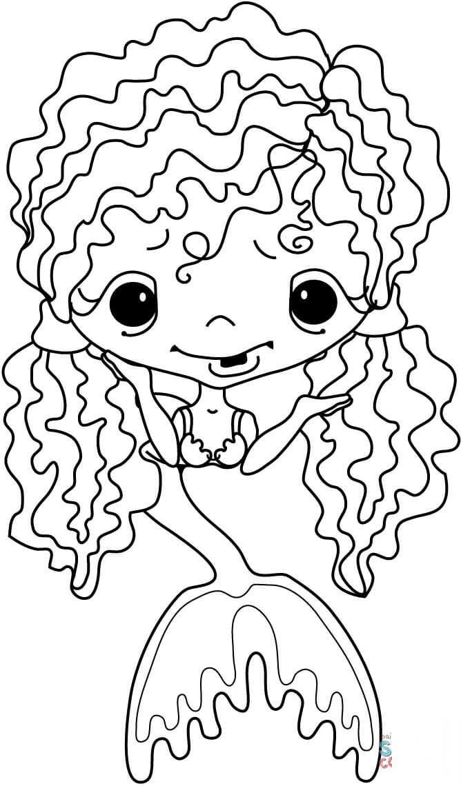 Dziewczynka Mermaid z kręconymi...