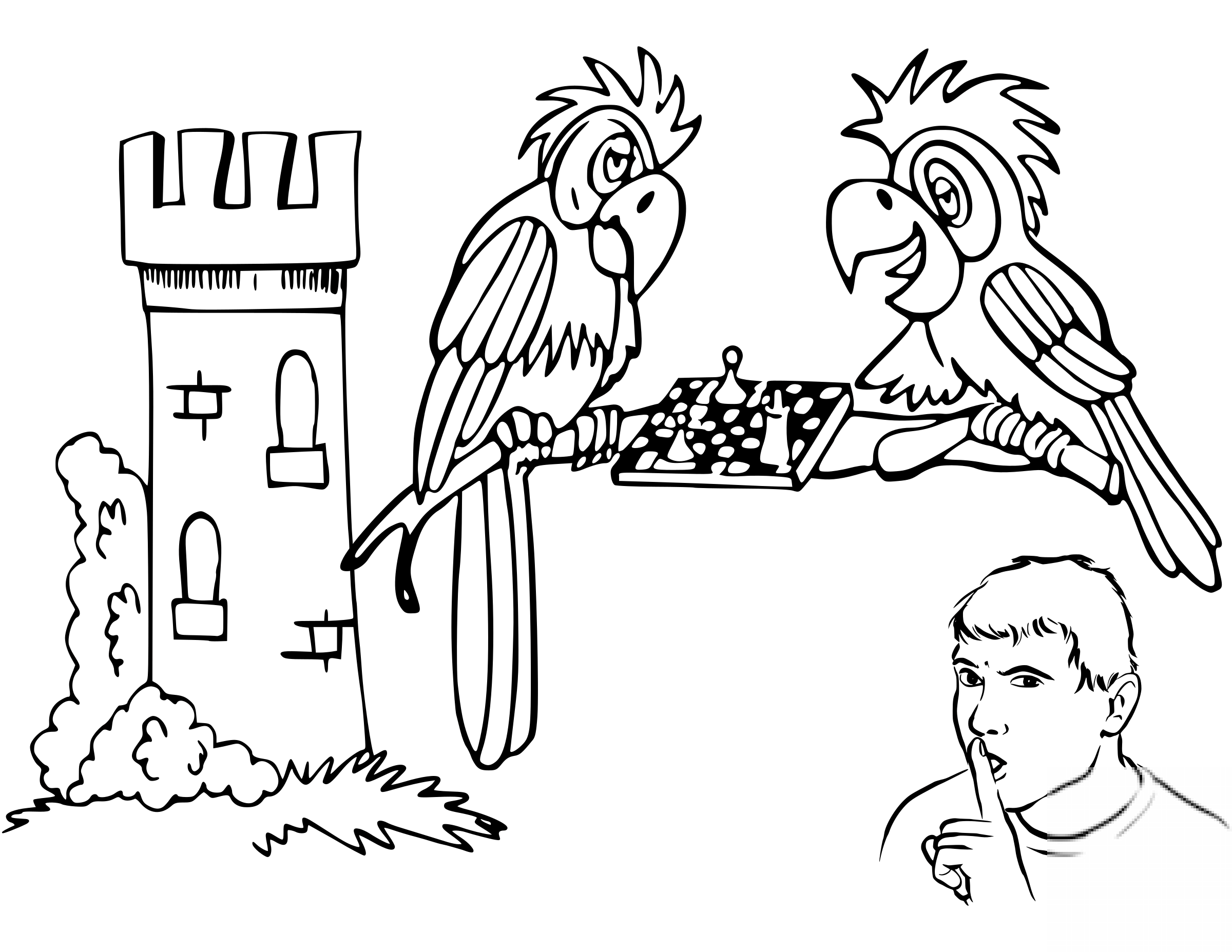Parrots Playing Chess
