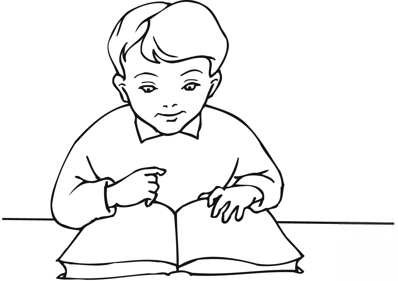 School Boy Reading a Book