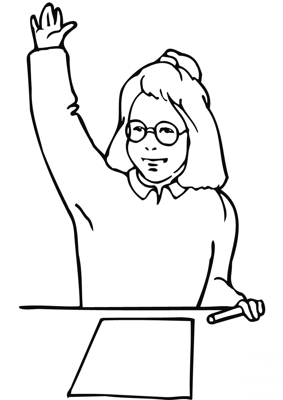 School Girl Raising Hand
