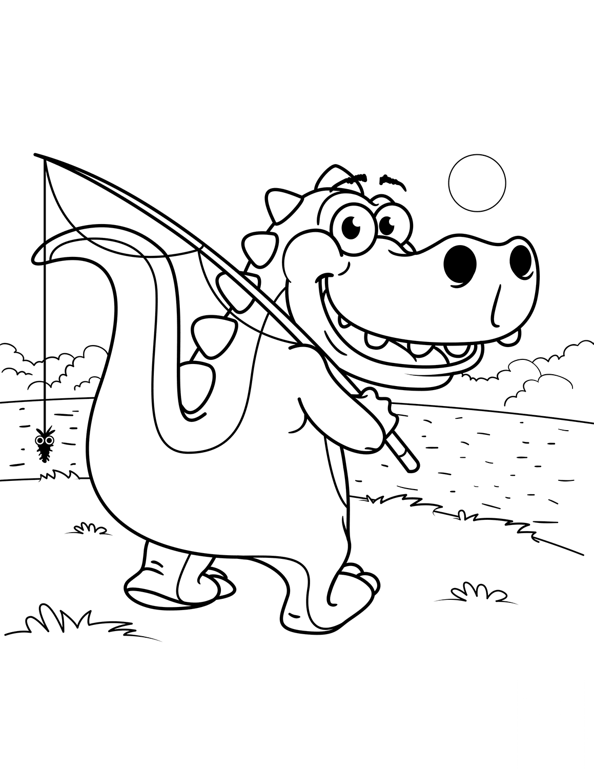 Cute Tyrannosaurus Goes Fishing