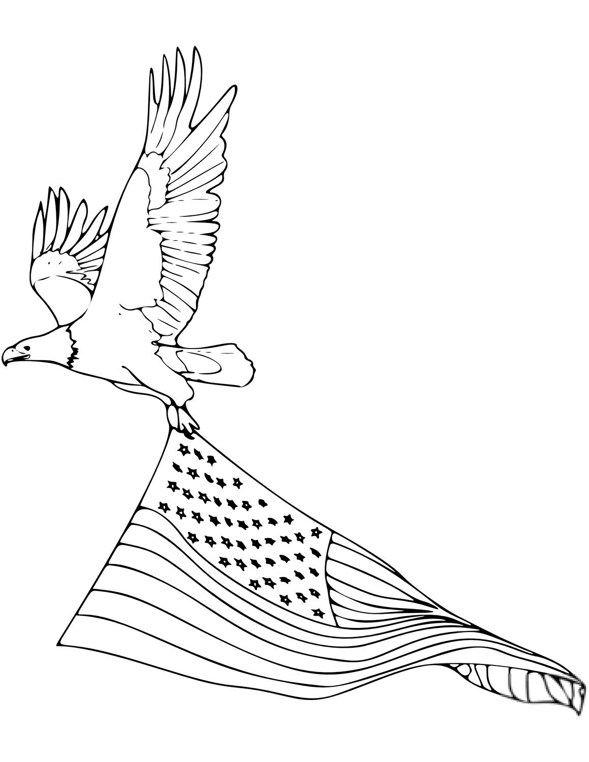 Bald Eagle Carrying American Flag