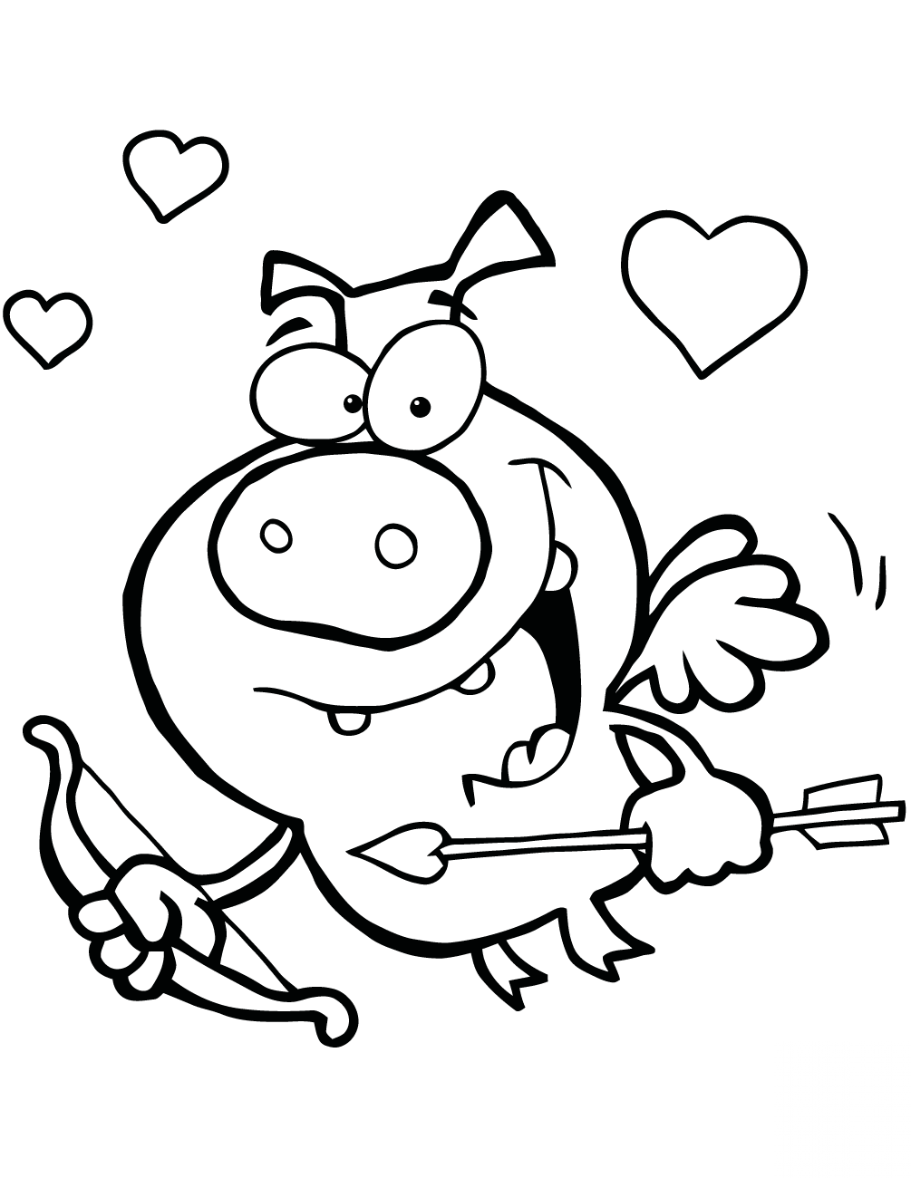 Cupid Pig Flying with Bow and Arrow