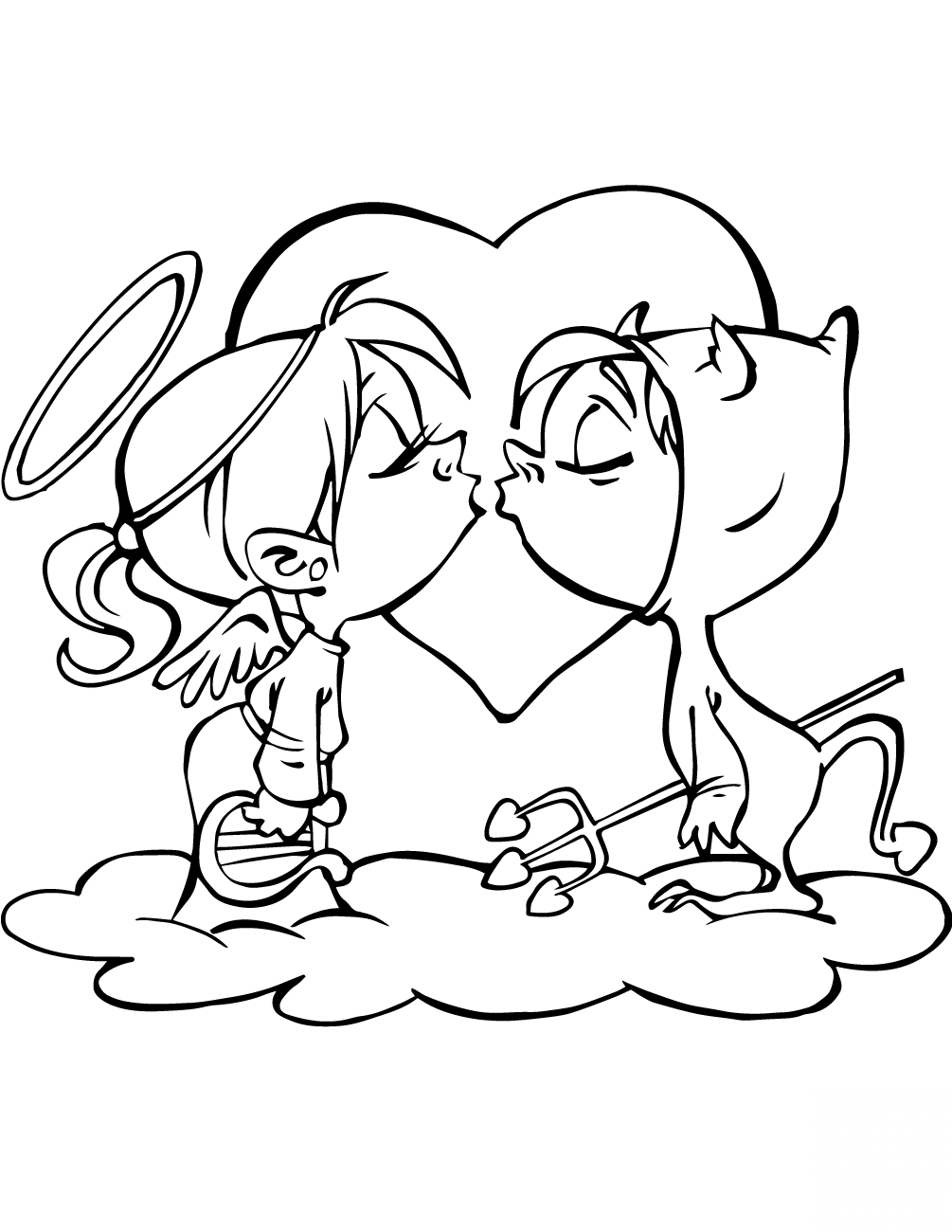 Angel and Devil Kissing