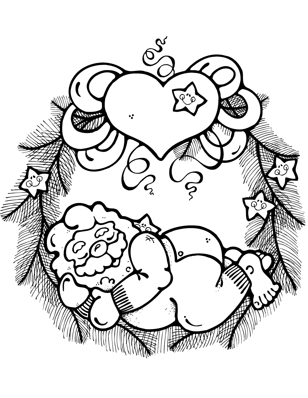 Wreath with Sleeping Santa Claus...
