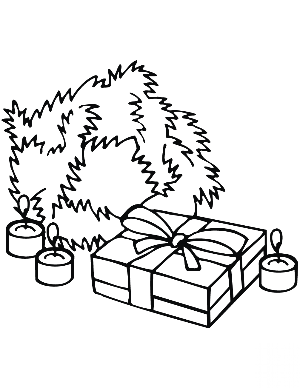 Xmas Wreath, Candles and Gift Box