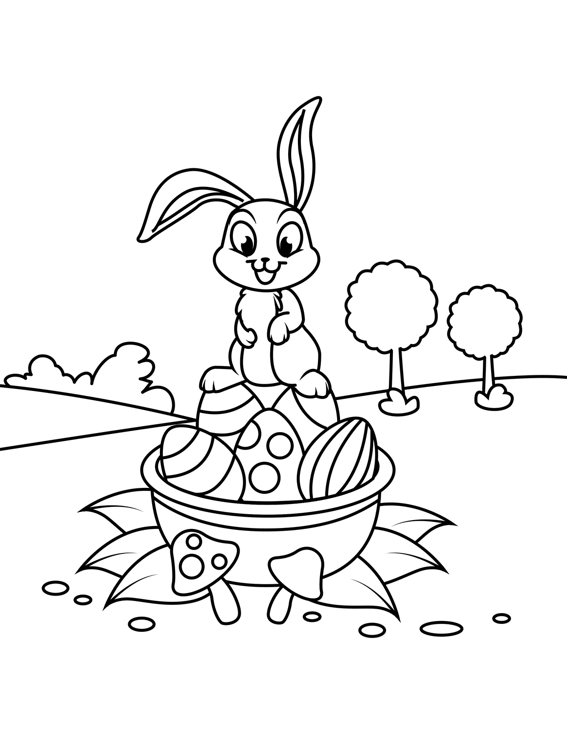 Cute Rabbit on Easter Basket