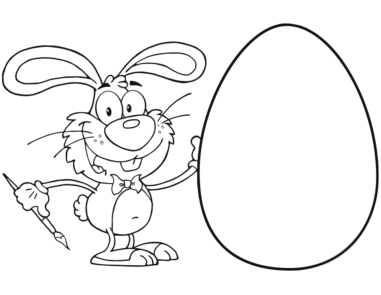 Happy Rabbit with Huge Easter Egg