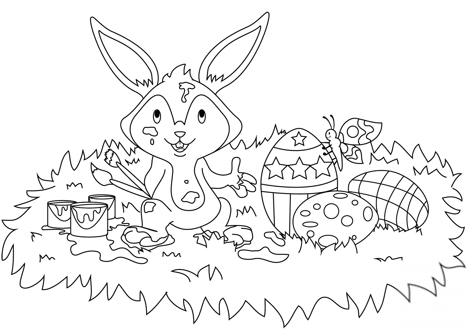 Easter Bunny Painting Easter Eggs
