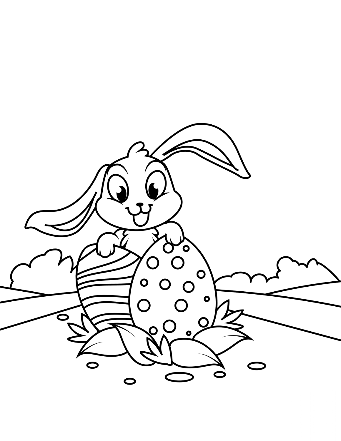 Cute Bunny with Two Easter Eggs