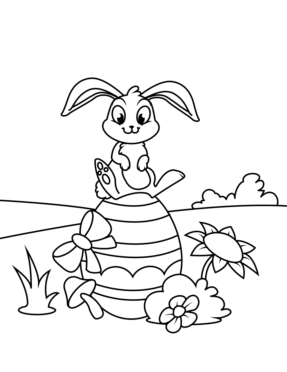 Cute Bunny Sitting on Easter Egg
