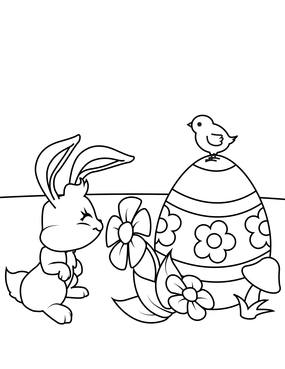 Easter Bunny Smelling Flower