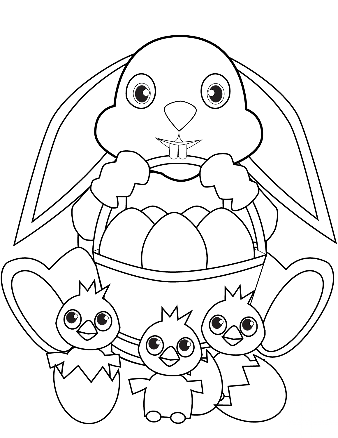 Easter Bunny with Basket and Chicks