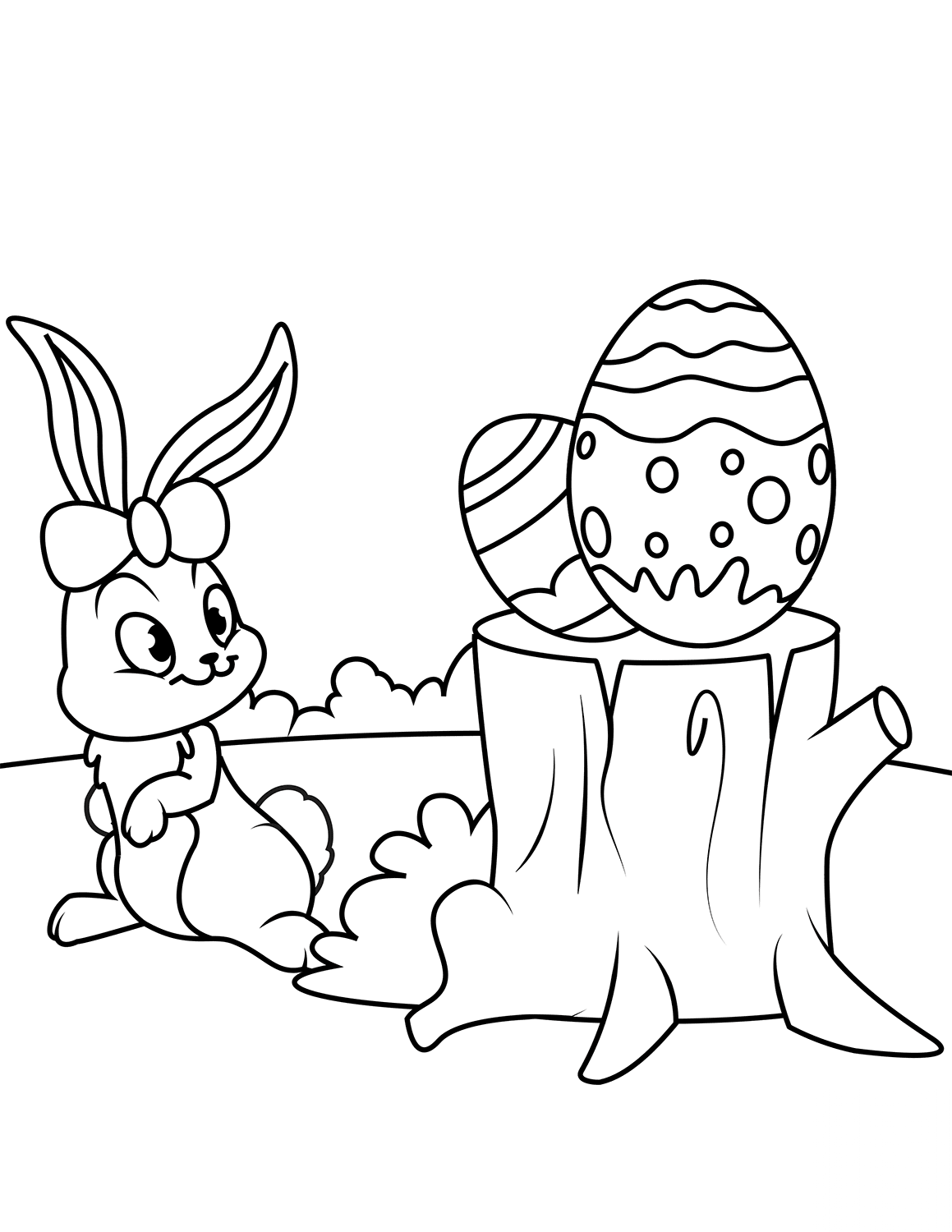 Cute Easter Bunny and Eggs on Hemp