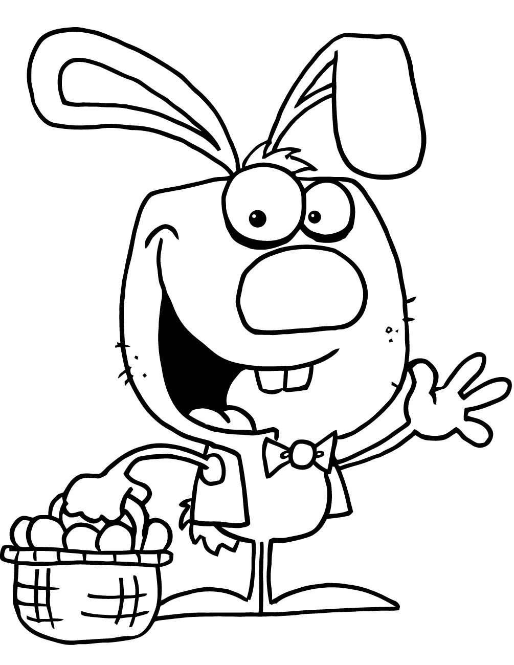 Happy Easter Bunny with Basket of Eggs
