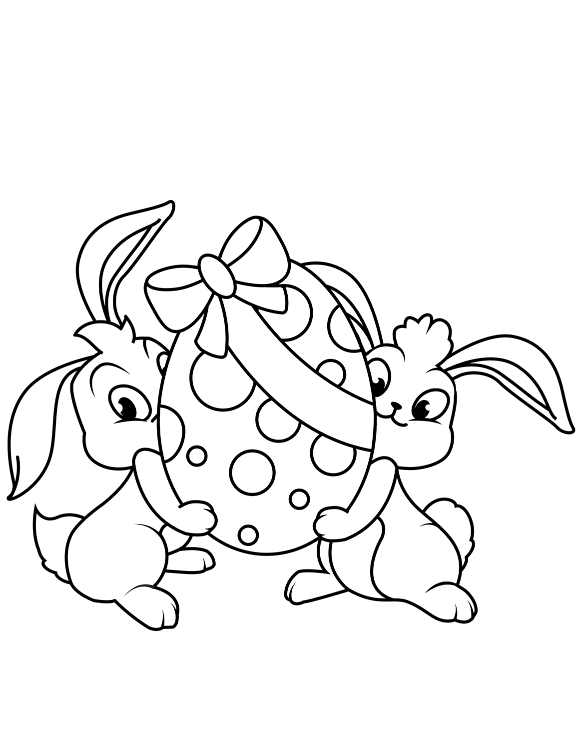 Two Easter Bunnies with Egg