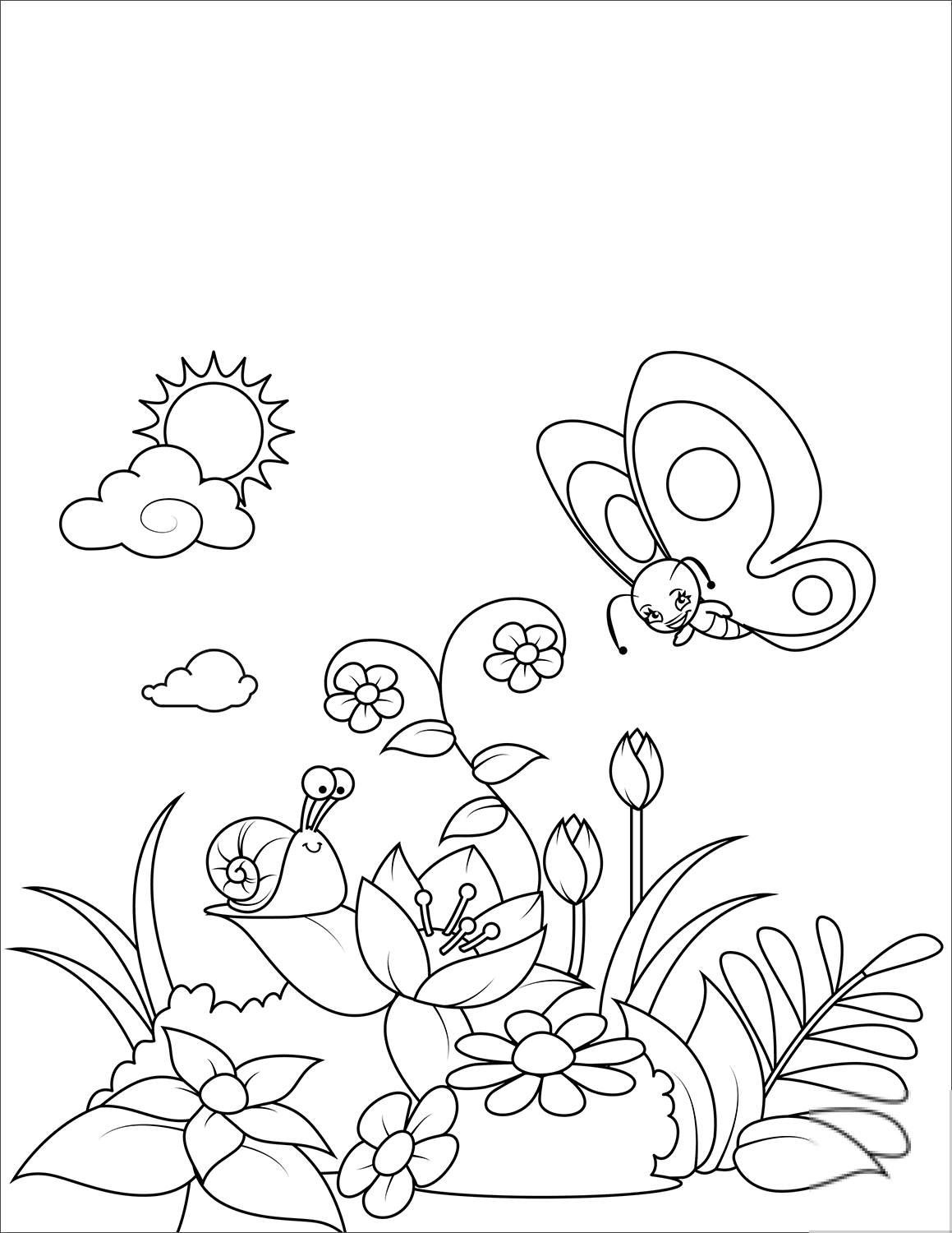A Snail and a Butterfly on a...