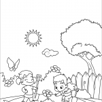 Boy and Girl Plant Flowers