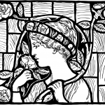 Stained Glass Window with Woman and...
