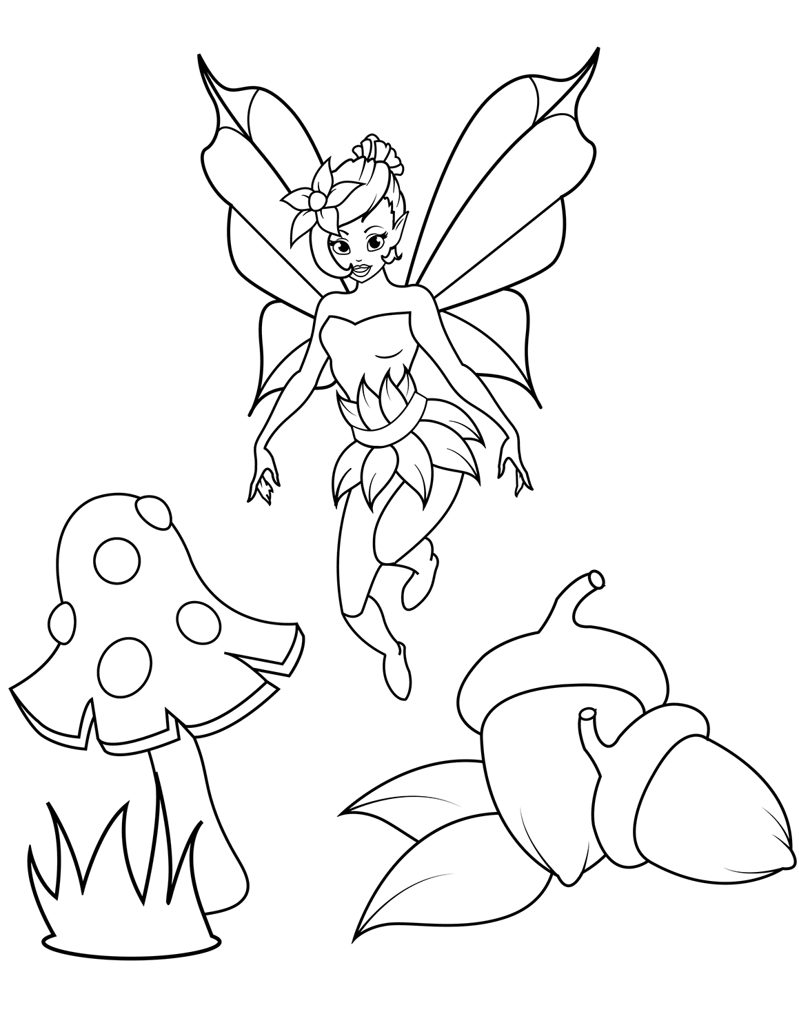 Fairy Flies over Acorns and Fly Agaric