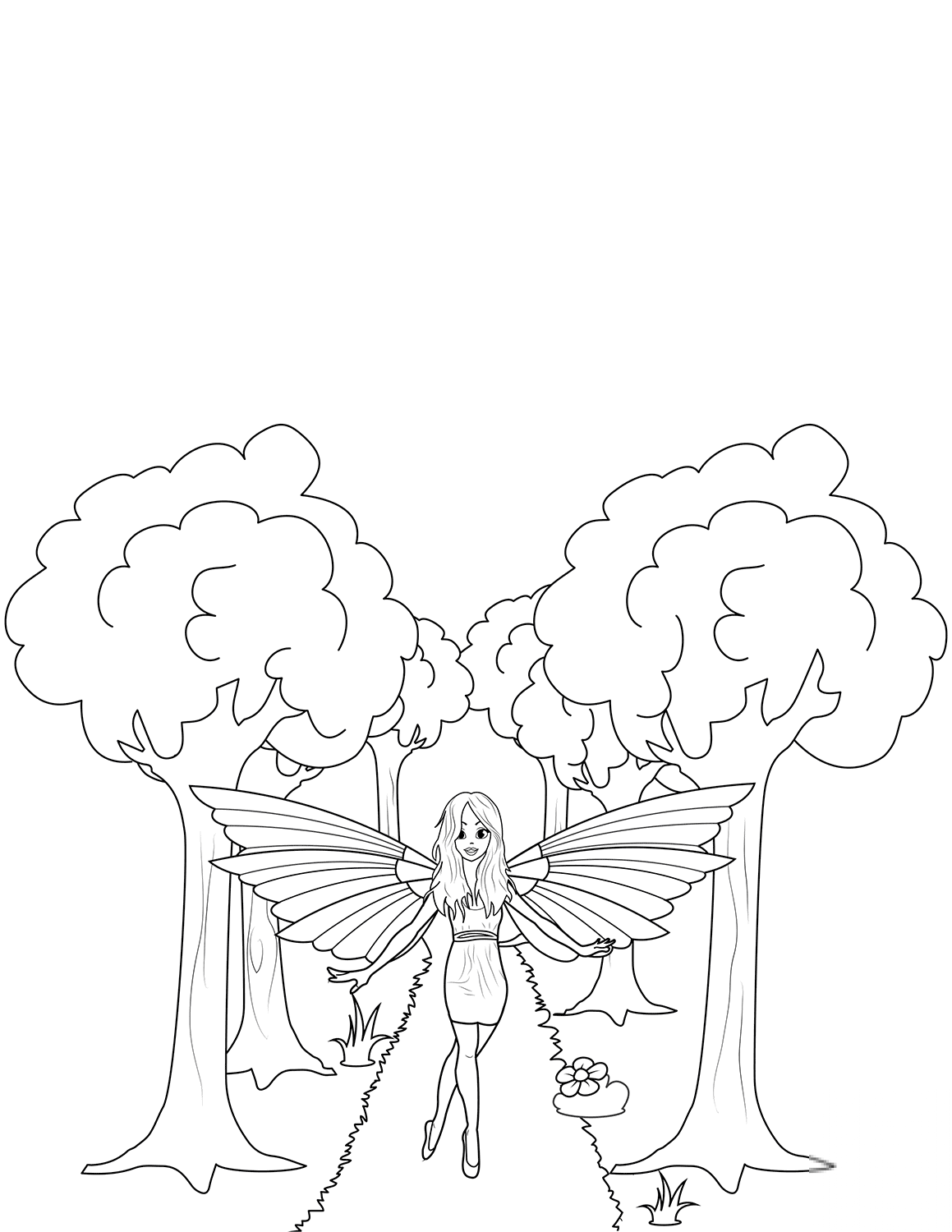 Fairy Walking on Forest Path