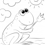 Cartoon Frog on Lily Pad